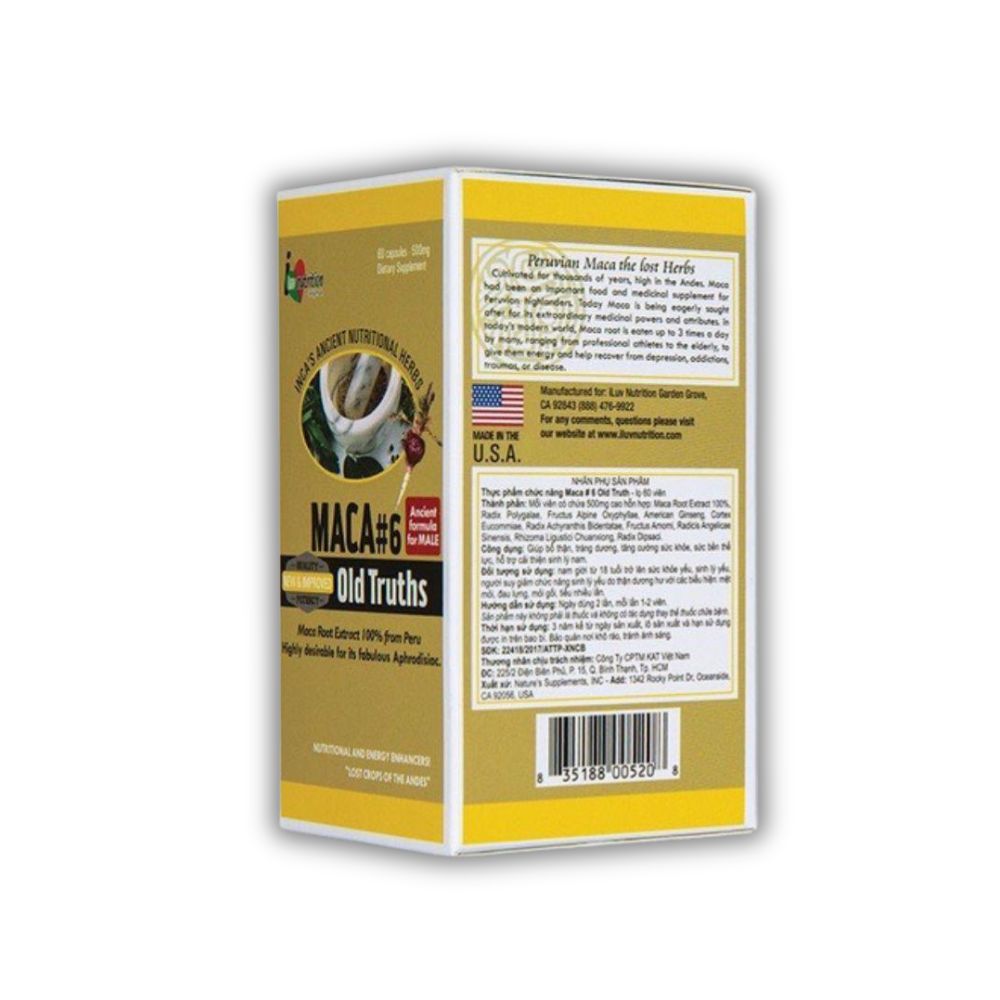 Viên Uống Maca #6 Old Truths Nature’s Supplement Hỗ Trợ Tăng Cường Sinh Lý Nam (Lọ 60 Viên)