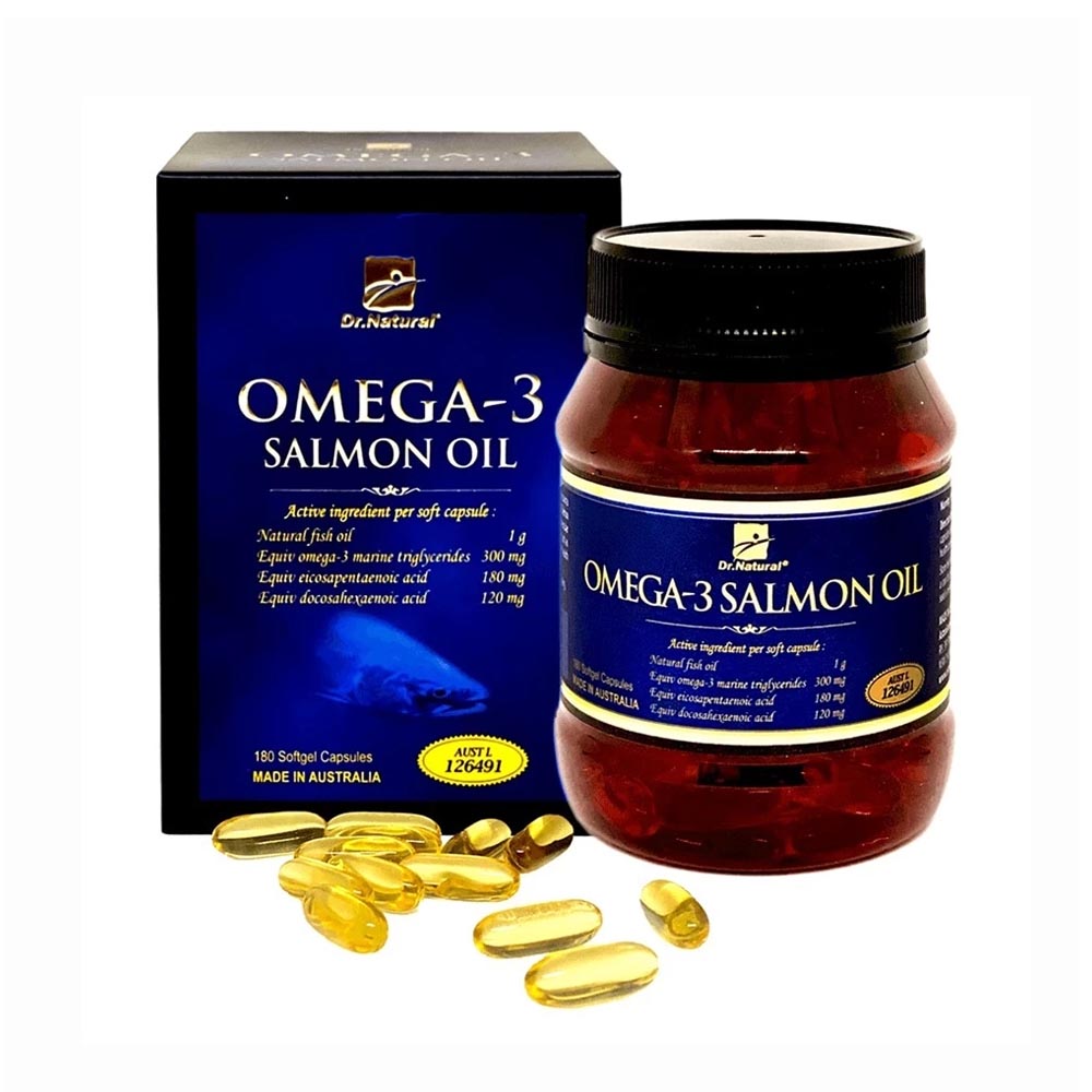 Viên Uống Omega‑3 Salmon Oil Dr. Natural Hỗ Trợ Bổ Não, Tim Mạch (Lọ 180 Viên)