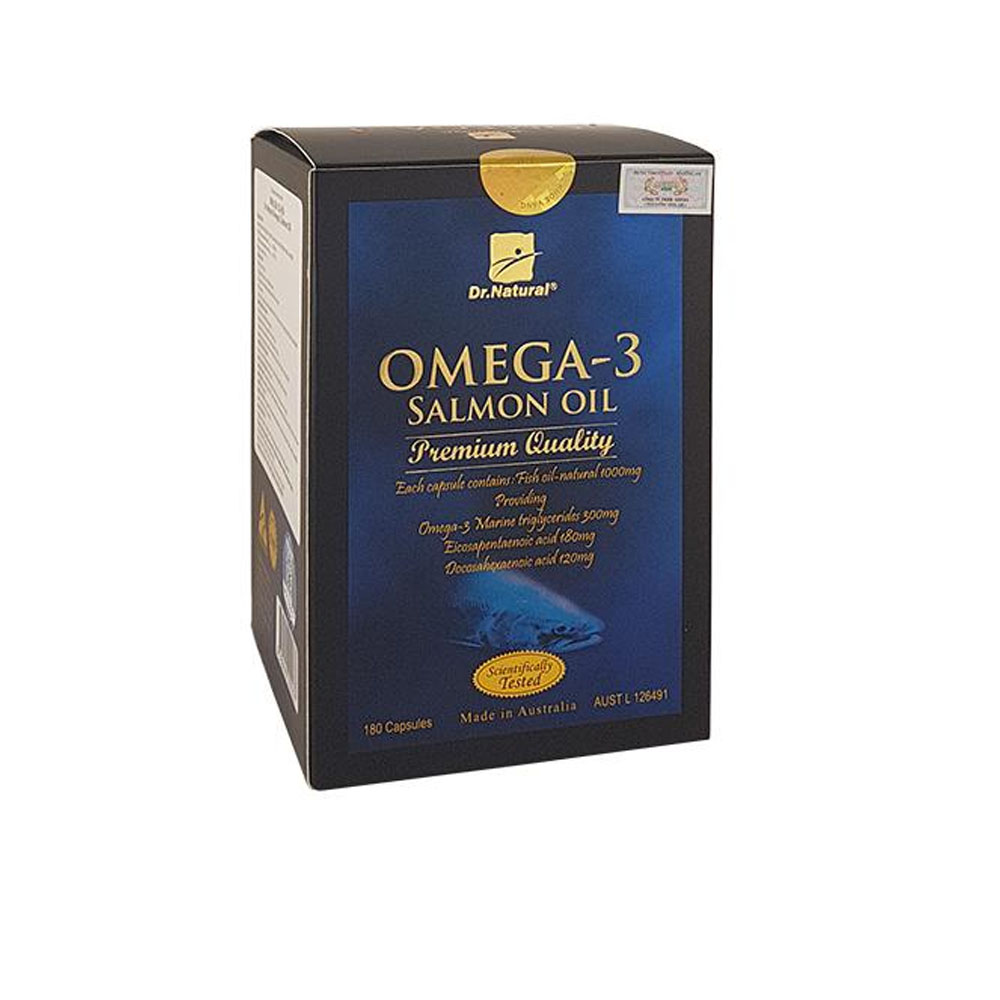 Viên Uống Omega‑3 Salmon Oil Dr. Natural Hỗ Trợ Bổ Não, Tim Mạch (Lọ 180 Viên)